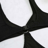 Maillot de bain une pièce texturé avec anneau en O creux 