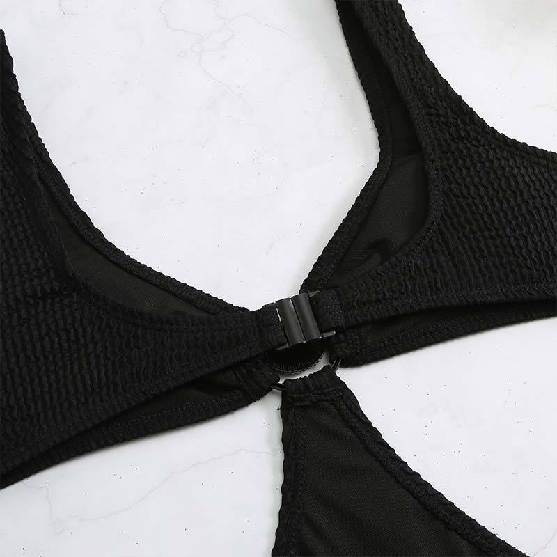 Maillot de bain une pièce texturé avec anneau en O creux 