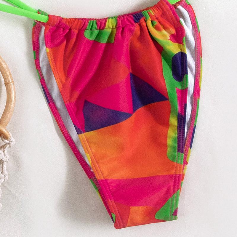 Maillot de bain 3 pièces à imprimé contrasté et à nouer soi-même 